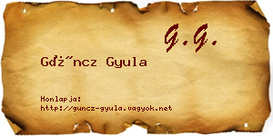 Güncz Gyula névjegykártya